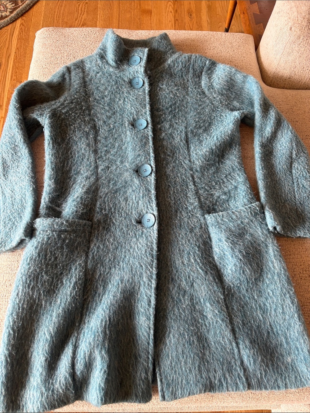 Maria Sole made in Italy Teal Cozy Wool Button-Front Coat